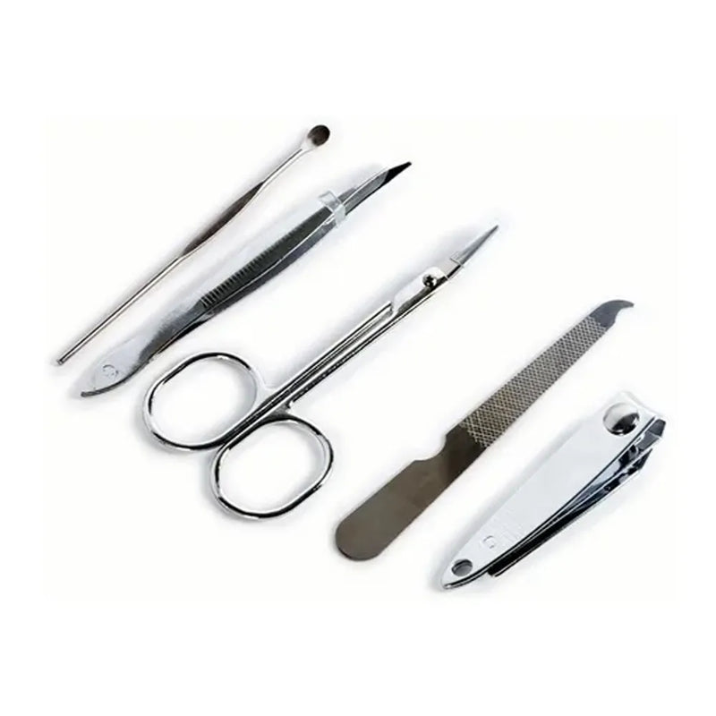 Kit Manicure Cuidados Pessoais Compacto Com 5 Peças Aço Carbono no Estojo
