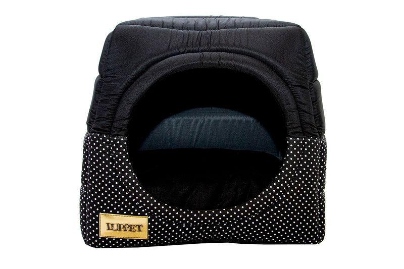 Cama Iglu e Toca Para Cachorro Luppet Luxo Preto Poa Tamanho:M