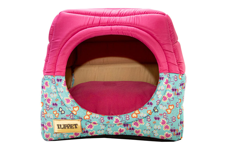 Cama Iglu e Toca Para Cachorro Luppet Luxo Rosa Borboleta Tamanho:G