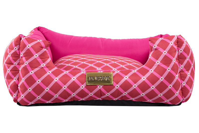 Cama Quadrada para Cachorro ou Gato Luppet Luxo Rosa Geométrico Tamanho:G