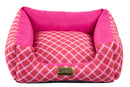 Cama Quadrada para Cachorro ou Gato Luppet Luxo Rosa Geométrico Tamanho:G