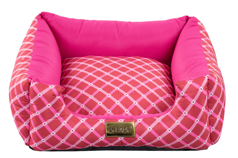 Cama Quadrada para Cachorro ou Gato Luppet Luxo Rosa Geométrico Tamanho:G