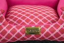 Cama Quadrada para Cachorro ou Gato Luppet Luxo Rosa Geométrico Tamanho:G