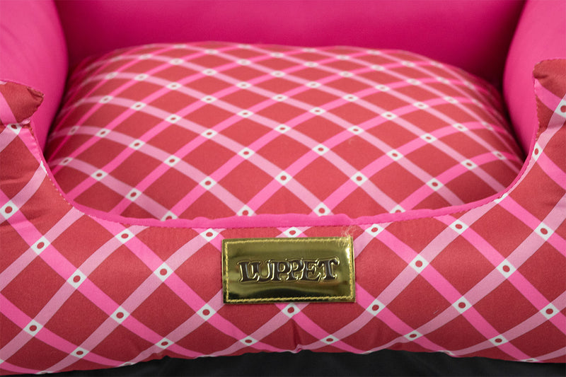 Cama Quadrada para Cachorro ou Gato Luppet Luxo Rosa Geométrico Tamanho:G