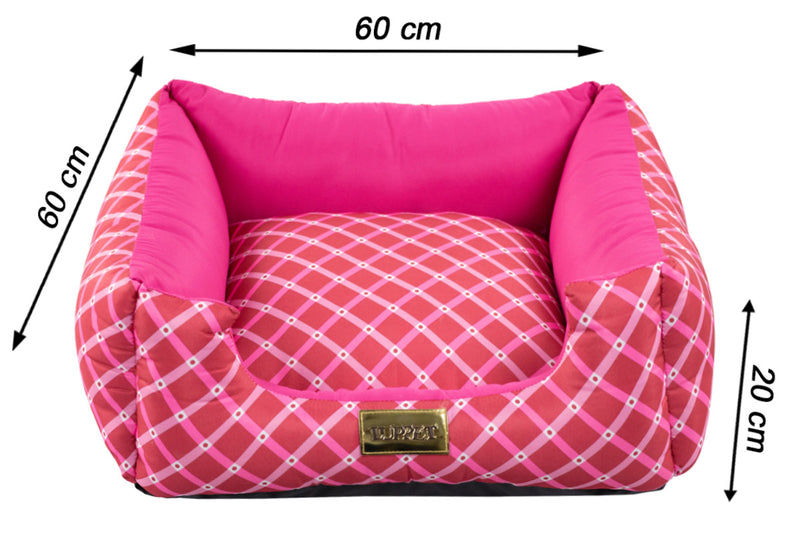 Cama Quadrada para Cachorro ou Gato Luppet Luxo Rosa Geométrico Tamanho:G